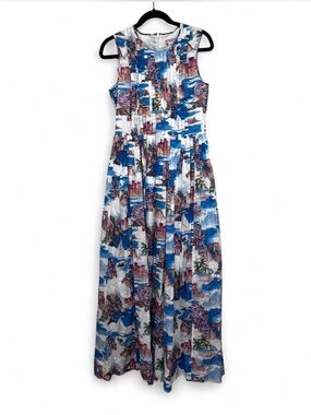 Brooks Brothers Red Fleece Womens Size 4 Sleeveless Pleated Scenic Maxi Dress